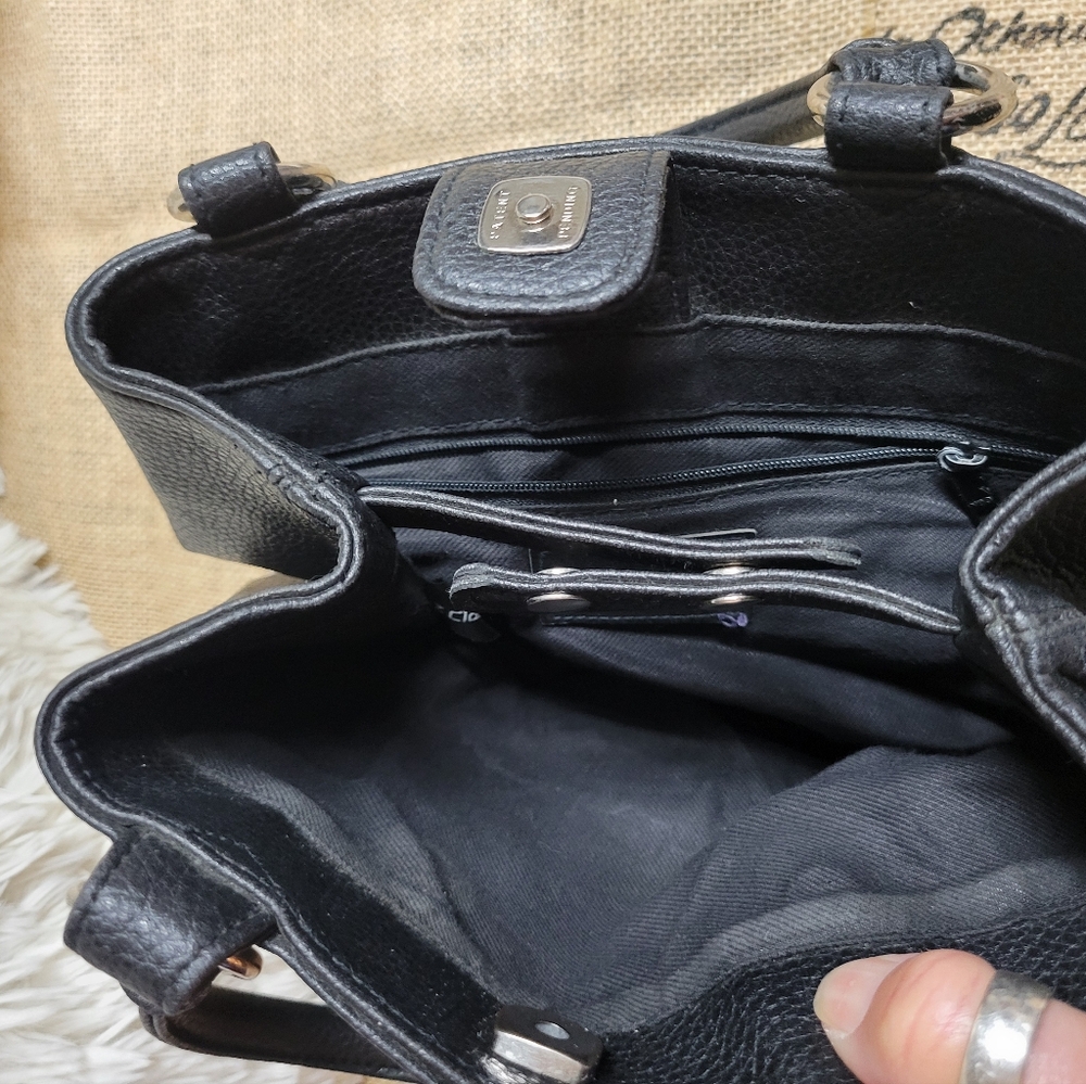Vintage Liz Claiborne hand bag pebble leather-black - Picture 9 of 13